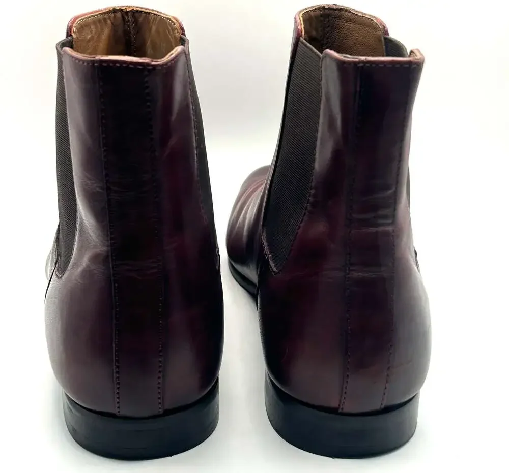 Express Men's Burgundy Leather Chelsea Boots